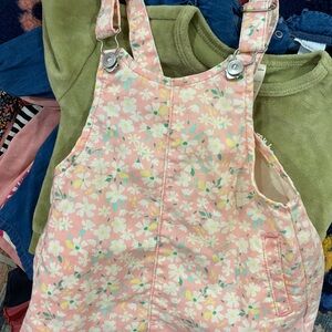 Wonder Nation Pink and Green Overalls for Stylish Outings